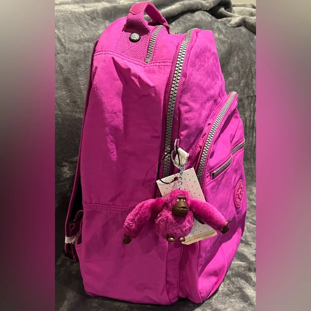 Kipling Pink Seoul Large Backpack new with tags Laptop sleeve